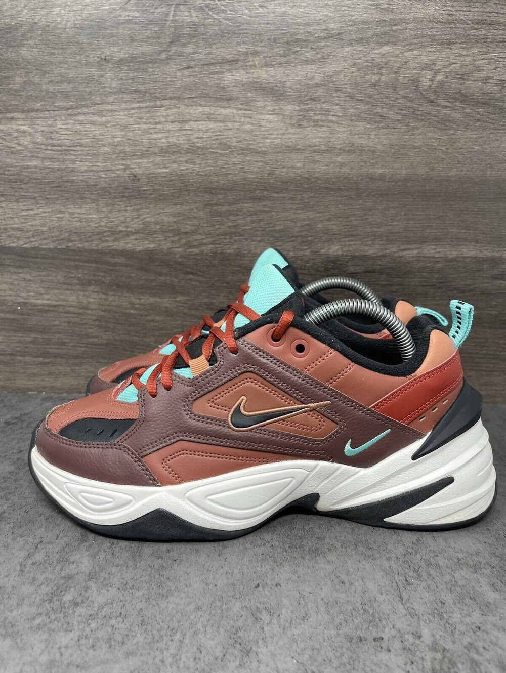 Nike M2K Tekno Mahogany Mink Size 8 Womens Brown Teal Sneakers AO3108-200